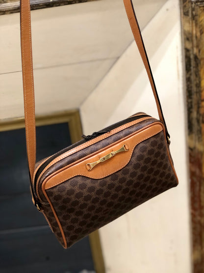 CELINE Macadam Horse bit Crossbody Shoulder bag Brown Vintage Old Celine u2tz75