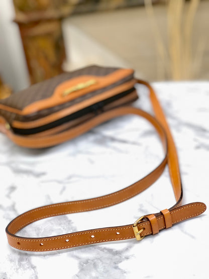 CELINE Macadam Horse bit Crossbody Shoulder bag Brown Vintage Old Celine u2tz75