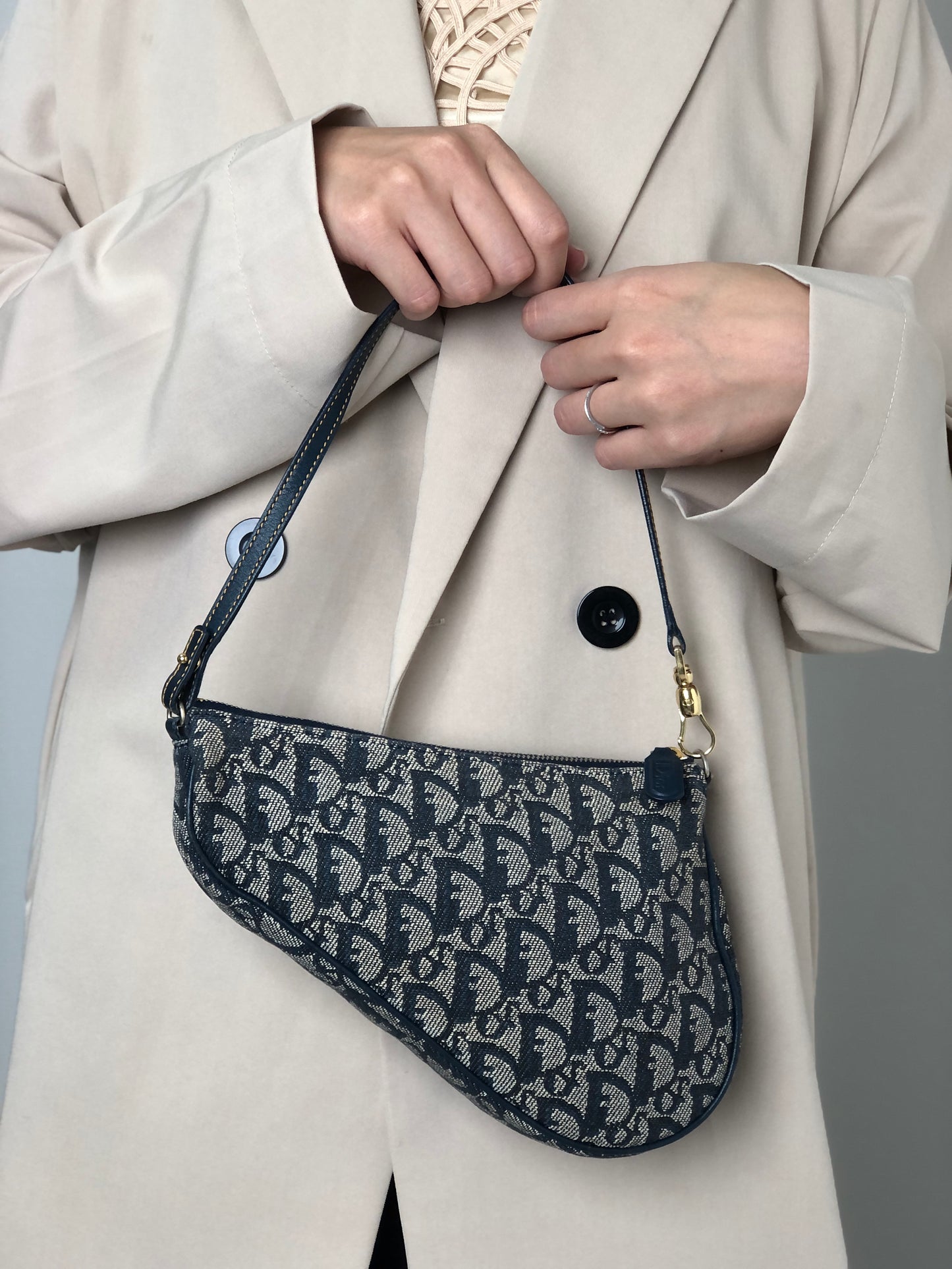 Christian Dior Trotter Shoulder bag Navy Vintage e4vgt6