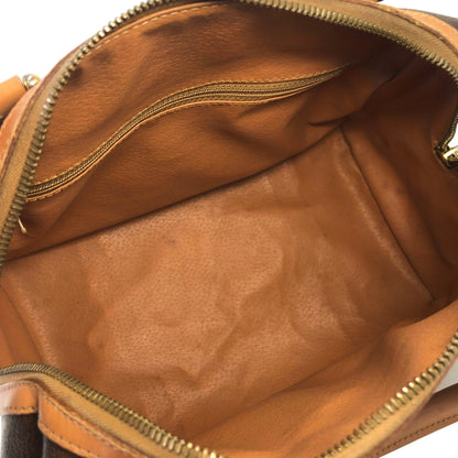 CELINE Macadam Blason mini Boston bag Handbag Brown Vintage Old Celine  kkfpeh