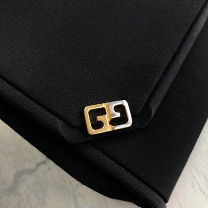 GUCCI  GG motif satin clutch bag black vintage old axi4gv