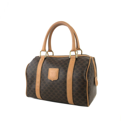 CELINE Macadam Blason mini Boston bag Handbag Brown Vintage Old Celine  kkfpeh