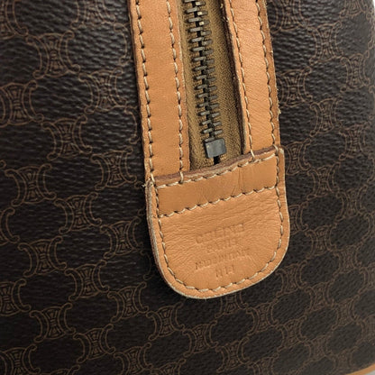 CELINE Macadam Blason mini Boston bag Handbag Brown Vintage Old Celine  kkfpeh