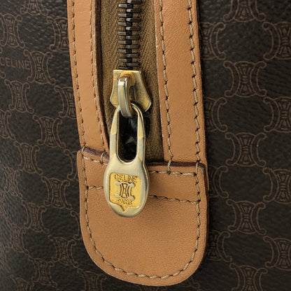 CELINE Macadam Blason mini Boston bag Handbag Brown Vintage Old Celine  kkfpeh