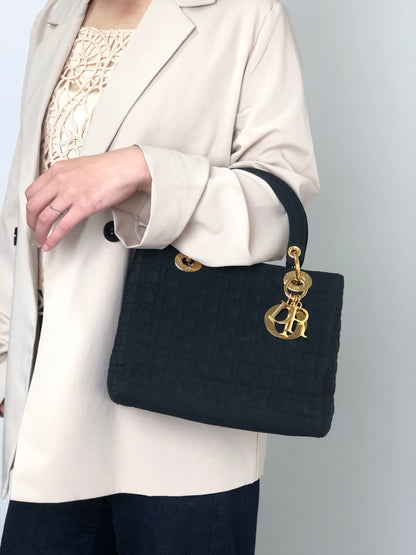 Christian Dior Lady Dior Cannage Charm Handbag Black Vintage 6egyhj
