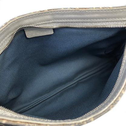 CELINE Macadam Triomphe fabric leather Chain pochette Shoulderbag sky blue Vintage Old celine nit6xf