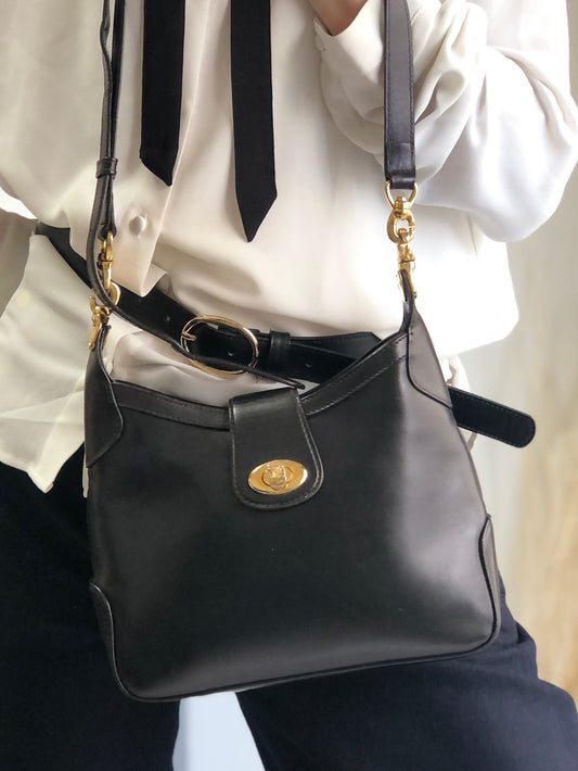 CELINE Blason Turn Lock Shoulder bag Black Vintage rpzpkc