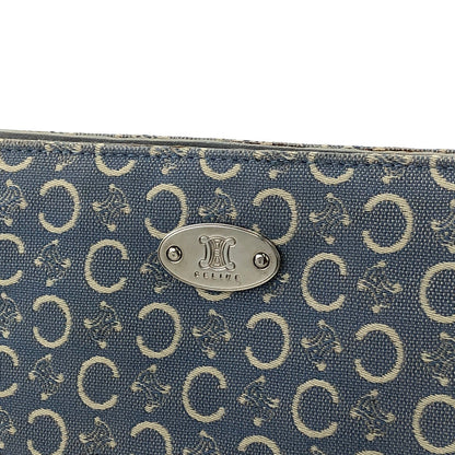 CELINE Macadam Triomphe fabric leather Chain pochette Shoulderbag sky blue Vintage Old celine nit6xf
