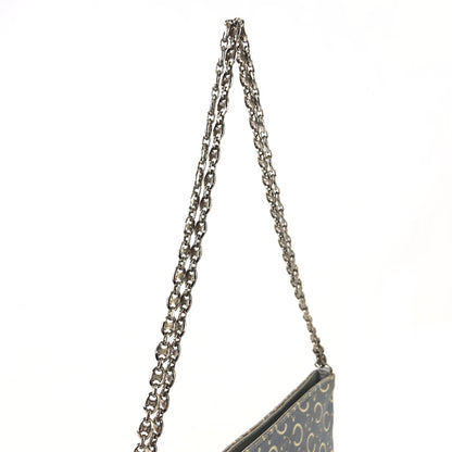CELINE Macadam Triomphe fabric leather Chain pochette Shoulderbag sky blue Vintage Old celine nit6xf