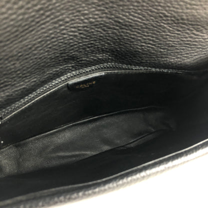 CELINE Blason Embossed Leather Black Vintage Old Celine fncrgy