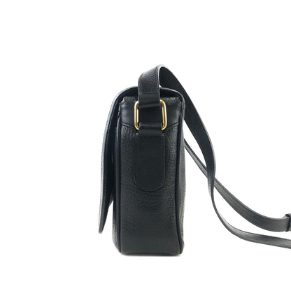 CELINE Blason Embossed Leather Black Vintage Old Celine fncrgy