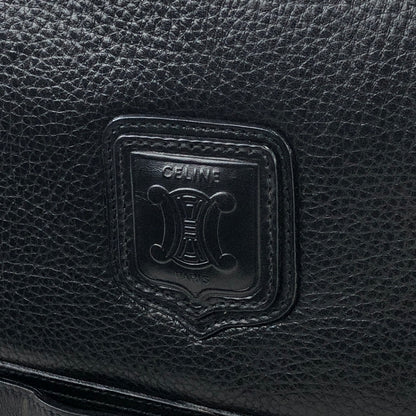 CELINE Blason Embossed Leather Black Vintage Old Celine fncrgy