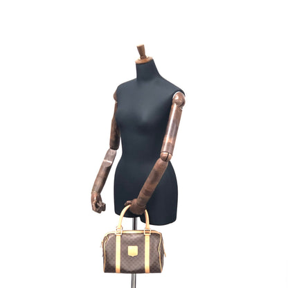 CELINE Macadam Blason mini Boston bag Handbag Brown Vintage Old Celine  kkfpeh