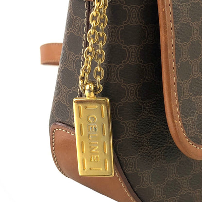 CELINE Macadam Flap Crossbody Shoulder bag Brown Vintage Old celine xpmy8c