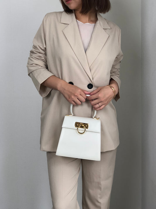 Salvatore Ferragamo Gancini Two-way Handbag Shoulder bag White Vintage wi32m8