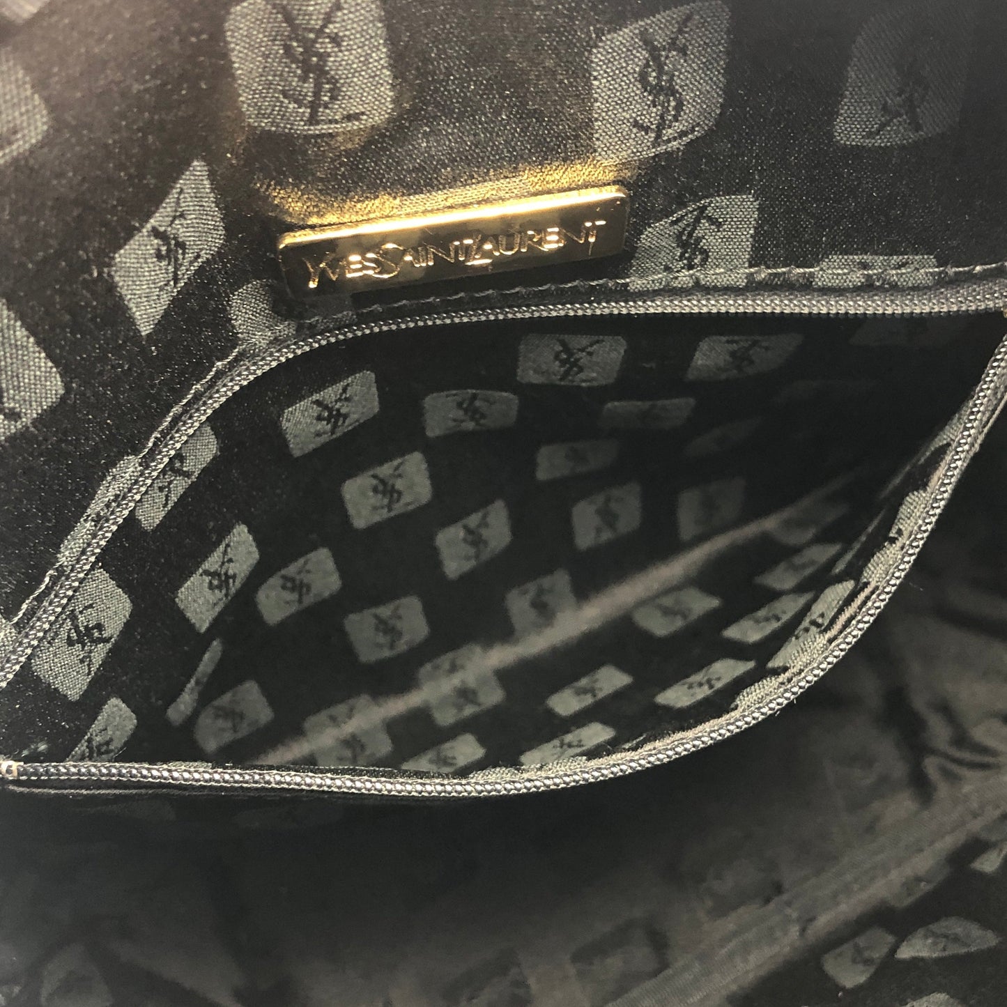 Yves Saint Laurent YSL logo Handbag Boston bag Navy Vintage Old gvphdw