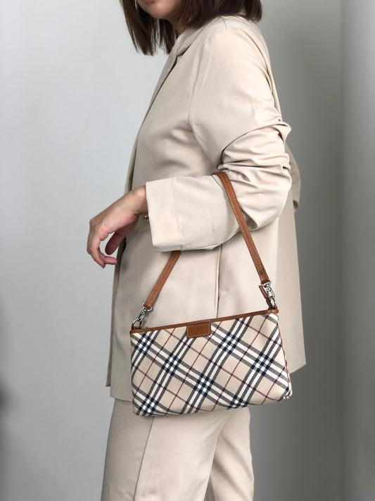 BURBERRY Nova Check Two-way Handbag Shoulder bag Beige Vintage 2zcrez