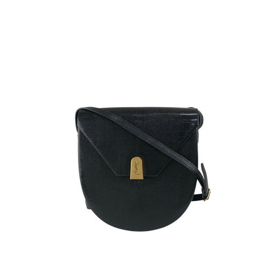 Yves Saint Laurent YSL Logo Shoulder bag Black Vintage 5hfhbh