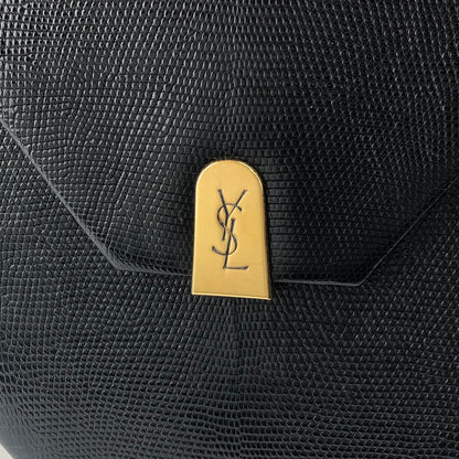 Yves Saint Laurent YSL Logo Shoulder bag Black Vintage 5hfhbh
