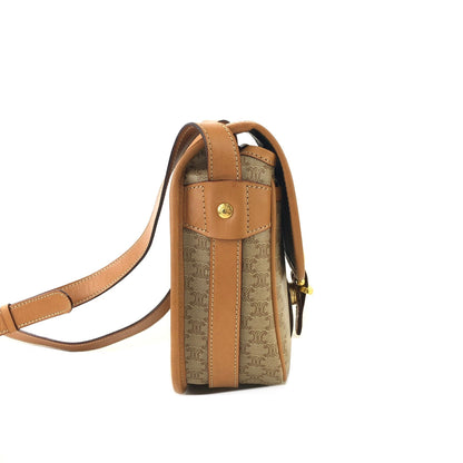 CELINE Macadam Blason Front Buckle Shoulder bag Beige Vintage Old CELINE 2kzdab