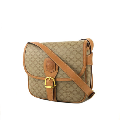 CELINE Macadam Blason Front Buckle Shoulder bag Beige Vintage Old CELINE 2kzdab