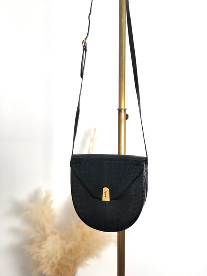 Yves Saint Laurent YSL Logo Shoulder bag Black Vintage 5hfhbh