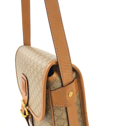 CELINE Macadam Blason Front Buckle Shoulder bag Beige Vintage Old CELINE 2kzdab