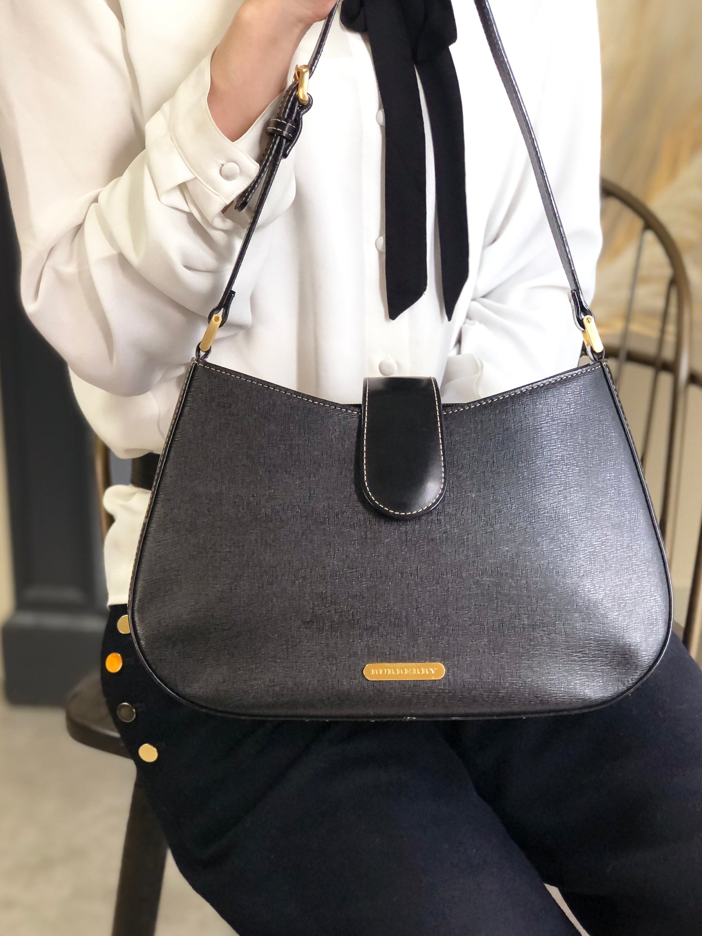 BURBERRY Shoulder bag Black Vintage ba84aj