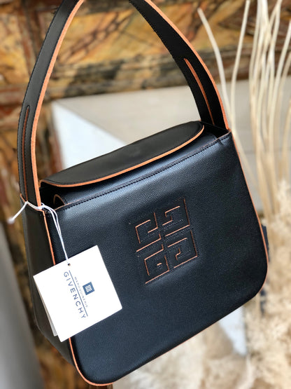 GIVENCHY 鏤空標誌皮革手袋 黑色 復古 舊款 58bs2r