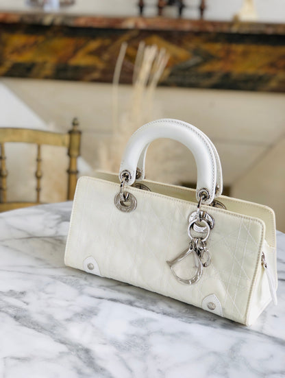 Christian Dior Cannage Lady dior Nylon Handbag White Vintage Old murbh7