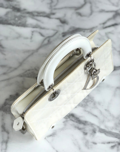 Christian Dior Cannage Lady dior Nylon Handbag White Vintage Old murbh7