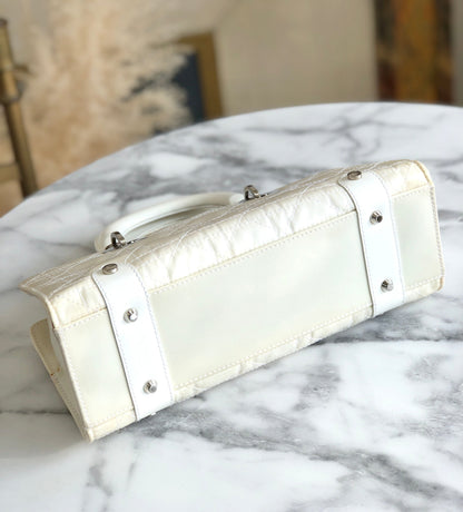 Christian Dior Cannage Lady dior Nylon Handbag White Vintage Old murbh7