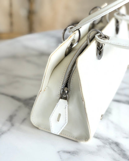 Christian Dior Cannage Lady dior Nylon Handbag White Vintage Old murbh7