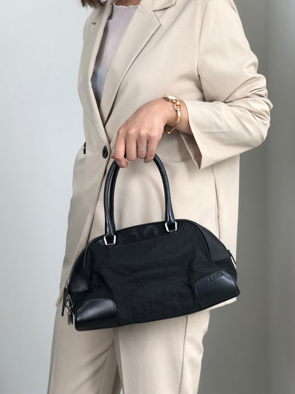 PRADA Triangle Logo Handbag Boston bag Black Vintage mh4xag