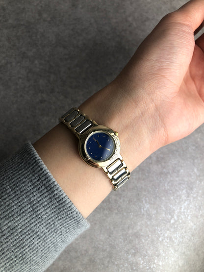 Yves Saint Laurent YSL Logo Watch Silver×Gold Vintage 3vtjxx