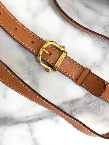 CELINE Macadam Blason Buckle Crossbody Shoulder bag Brown Vintage Old Celine 8rmsve