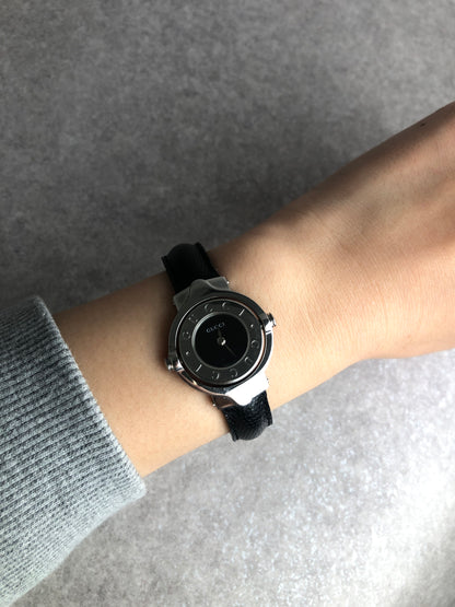 GUCCI Turn face Watch Silver×Black 6600L Vintage du6kys