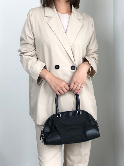 PRADA Triangle Logo Handbag Boston bag Black Vintage mh4xag