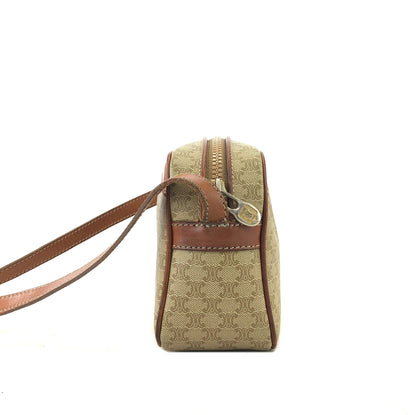 CELINE Macadam Small Shoulder Bag Beige vintage Old Celine fiisr5