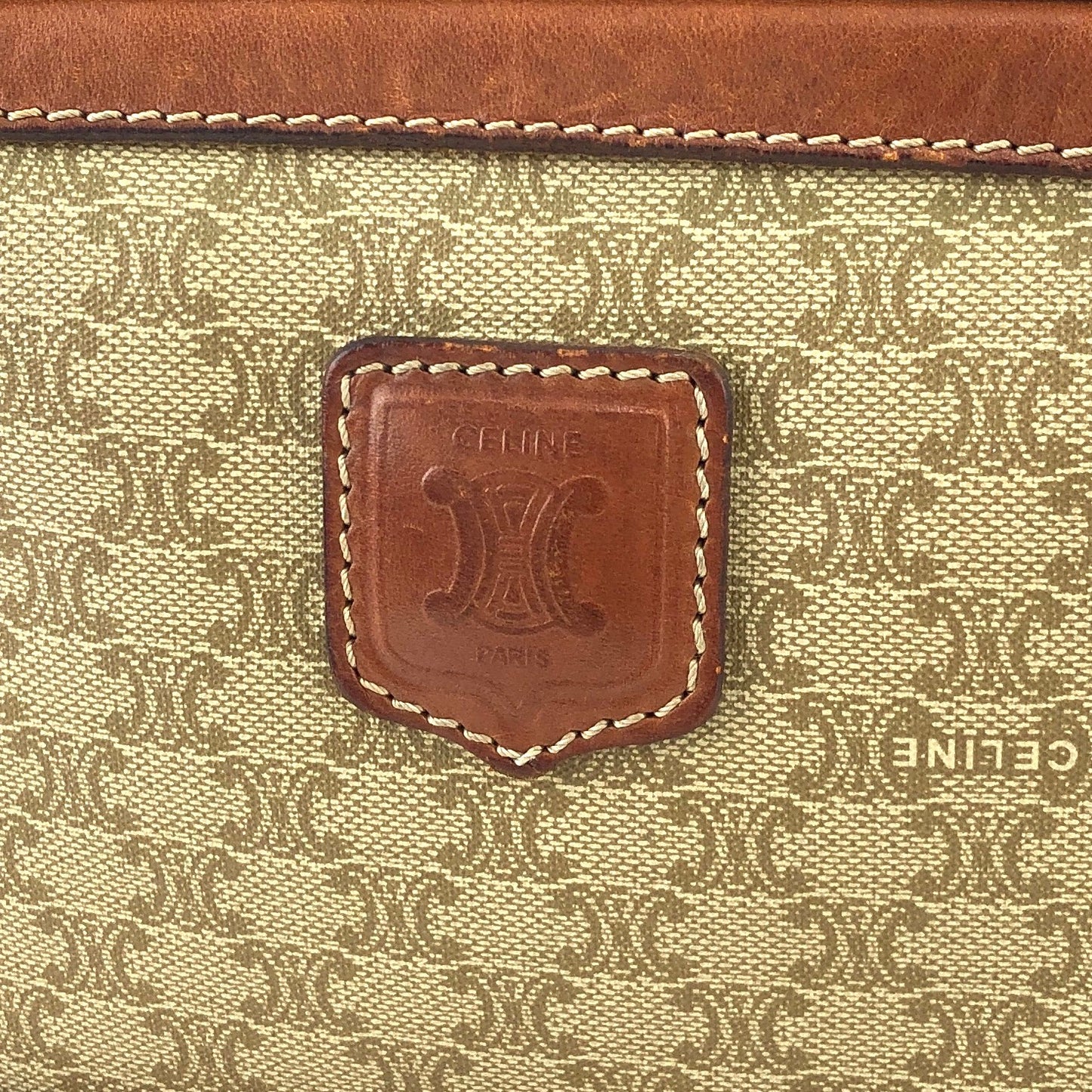 CELINE Macadam Small Shoulder Bag Beige vintage Old Celine fiisr5