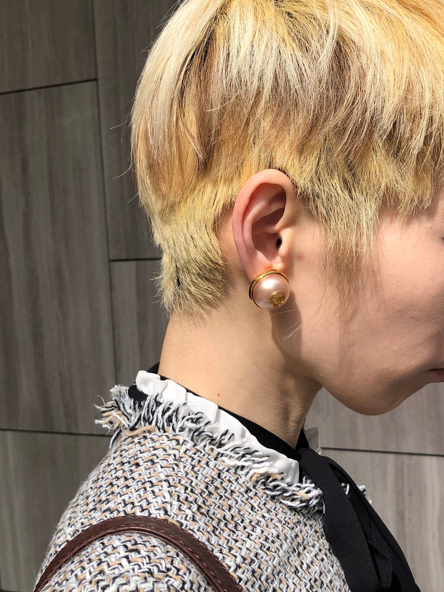 CHANEL Coco Mark Earrings Pink×Gold Vintage pveu4d