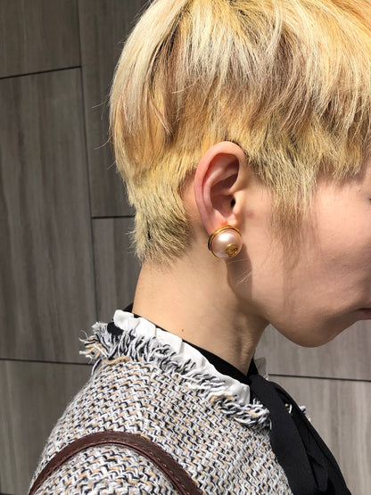 CHANEL Coco Mark Earrings Pink×Gold Vintage pveu4d