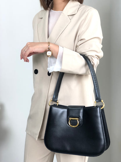 CELINE Horse Bit Shoulder bag Black Vintage snekiw