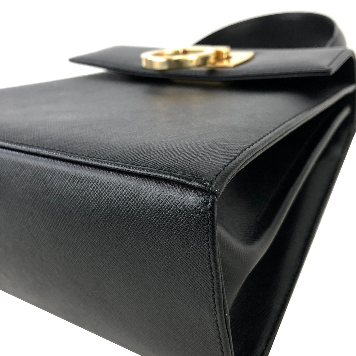 Salvatore Ferragamo Gancini Crossbody Handbag Shoulderbag Black Vintage Old g2kftp
