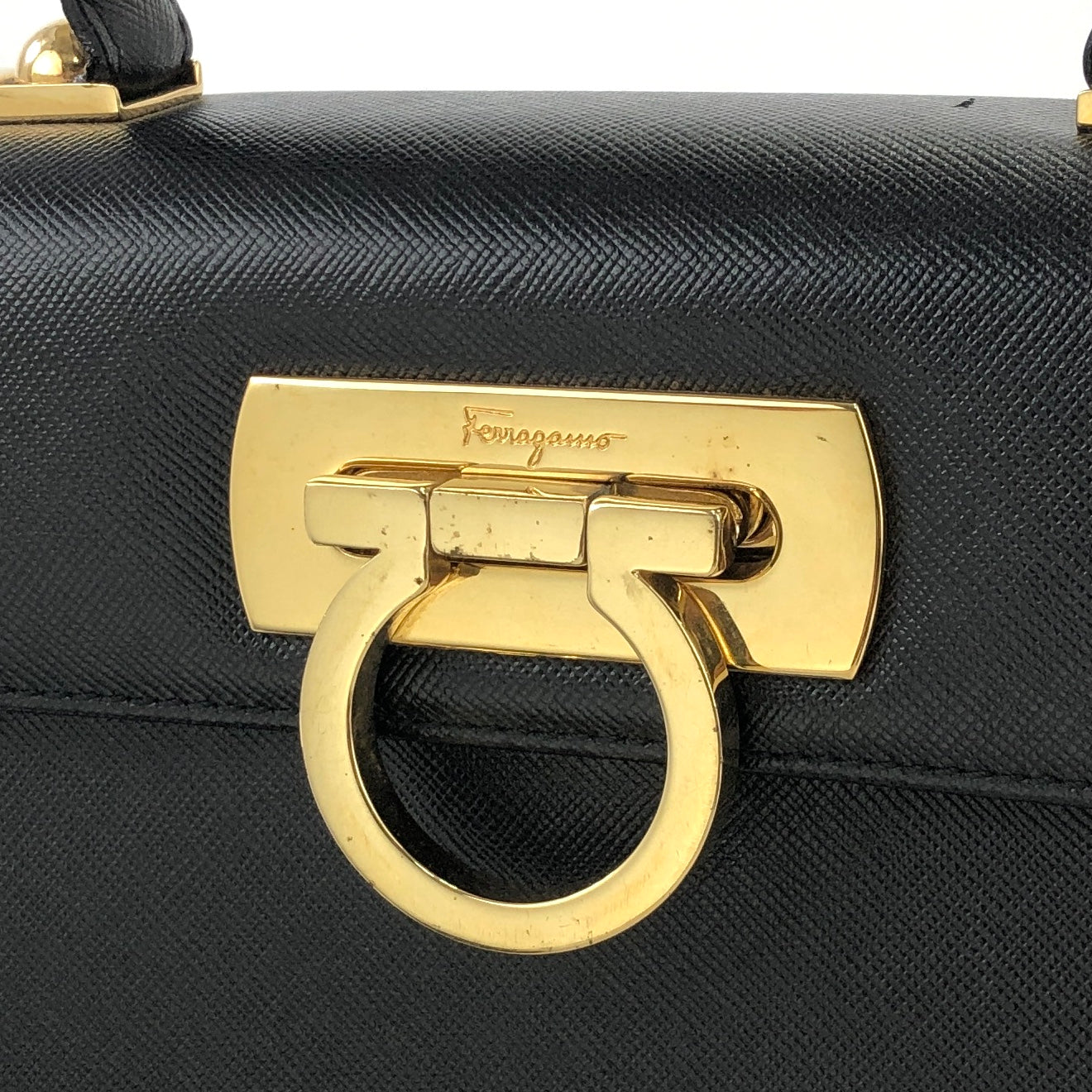 Salvatore Ferragamo Gancini Crossbody Handbag Shoulderbag Black Vintage Old g2kftp