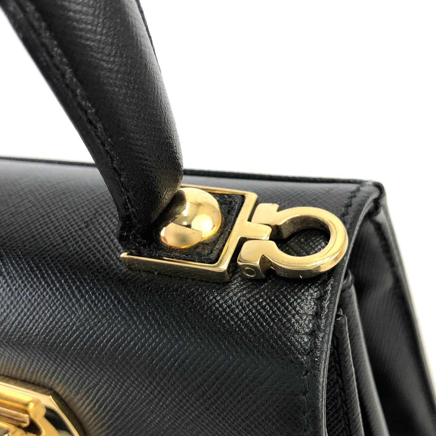 Salvatore Ferragamo Gancini Crossbody Handbag Shoulderbag Black Vintage Old g2kftp