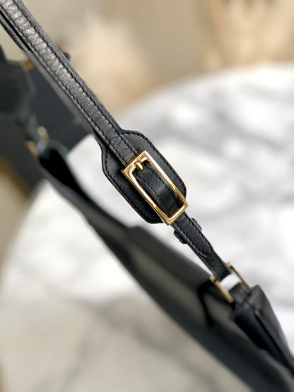 GUCCI Horsebit Canvas Shoulder bag Hobo bag Black Vintage Old ze7kbk