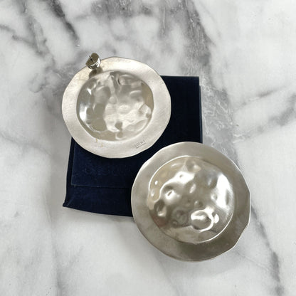 LOEWE Hammered Metal Pierced Earrings Silver Accessory Vintage Old 7rhfce