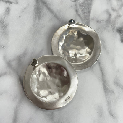 LOEWE Hammered Metal Pierced Earrings Silver Accessory Vintage Old 7rhfce