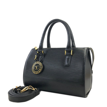 VALENTINO GARAVANI Logo Boston bag Shoulder bag Black Vintage Old ith8c2